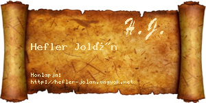 Hefler Jolán névjegykártya